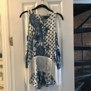 Paisley print fringe romper LF